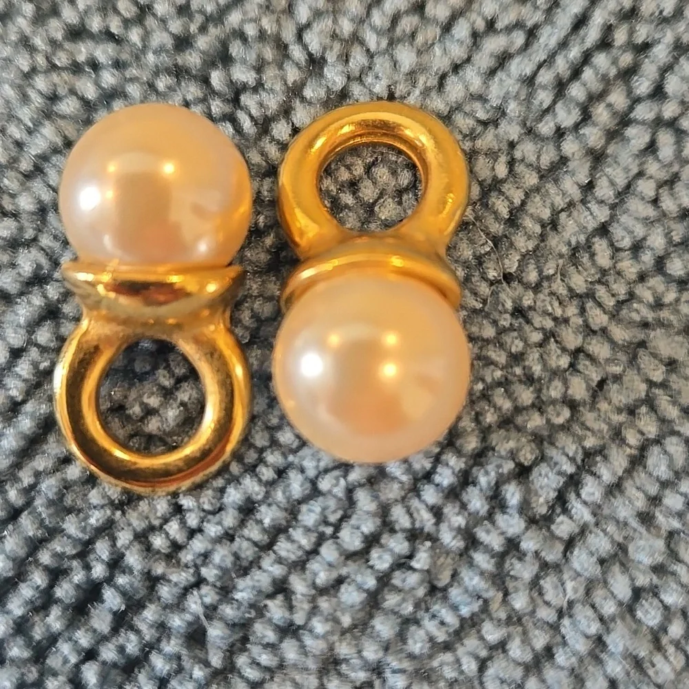 Pearl Drop Dangle Charms Gold Tone | Interchangeable Earring or Necklace Charms - Picture 3 of 5